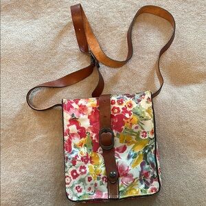 Floral Crossbody Bag with Brown Strap